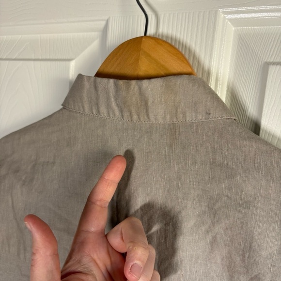 Max Studio Linen Blend Top Women's Medium Long Sleeve Button Up Crochet Corpcore - Picture 11 of 11